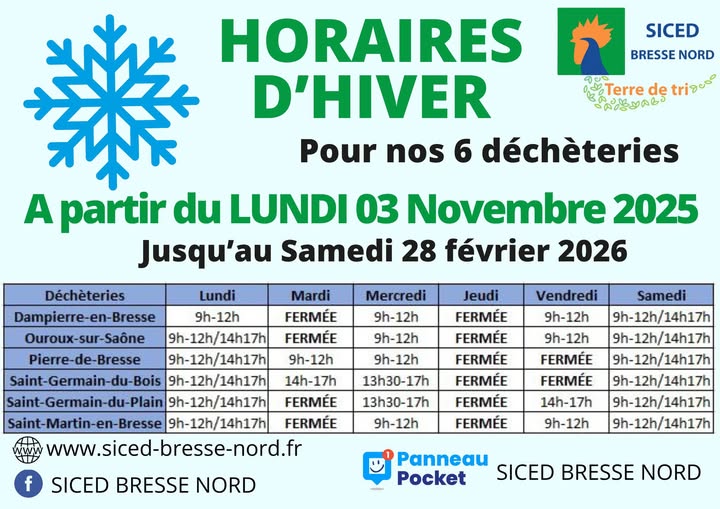 HORAIRES D'hiver SICED 2025 2026